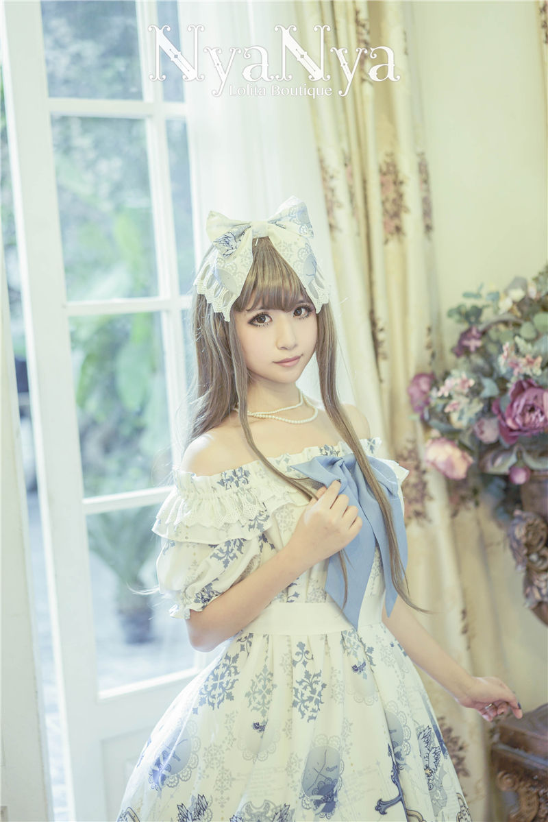 North Cross Stars Off Shoulder Bubble Sleeve Lolita OP