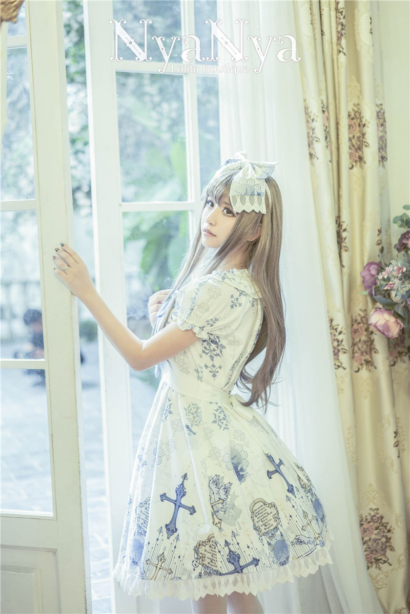 North Cross Stars Off Shoulder Bubble Sleeve Lolita OP