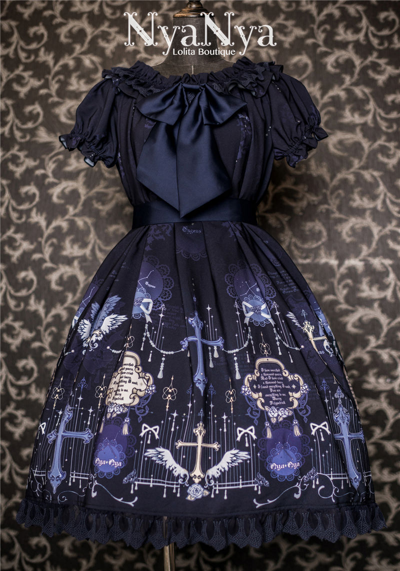 North Cross Stars Off Shoulder Bubble Sleeve Lolita OP