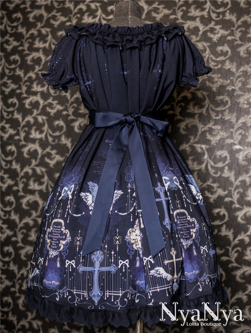 North Cross Stars Off Shoulder Bubble Sleeve Lolita OP