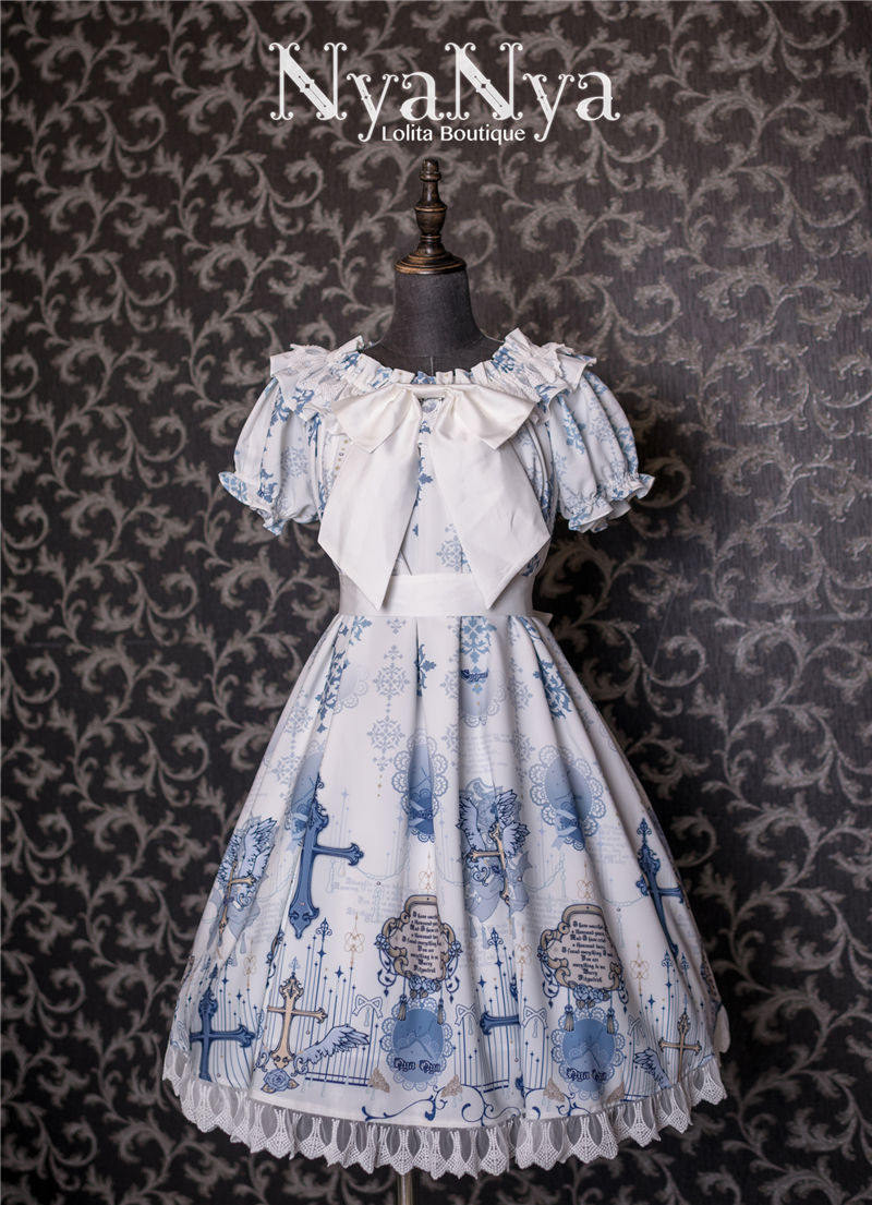 North Cross Stars Off Shoulder Bubble Sleeve Lolita OP