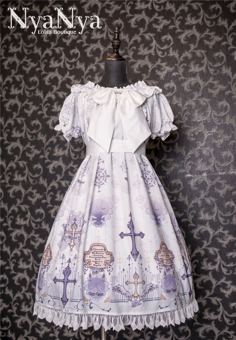 North Cross Stars Off Shoulder Bubble Sleeve Lolita OP