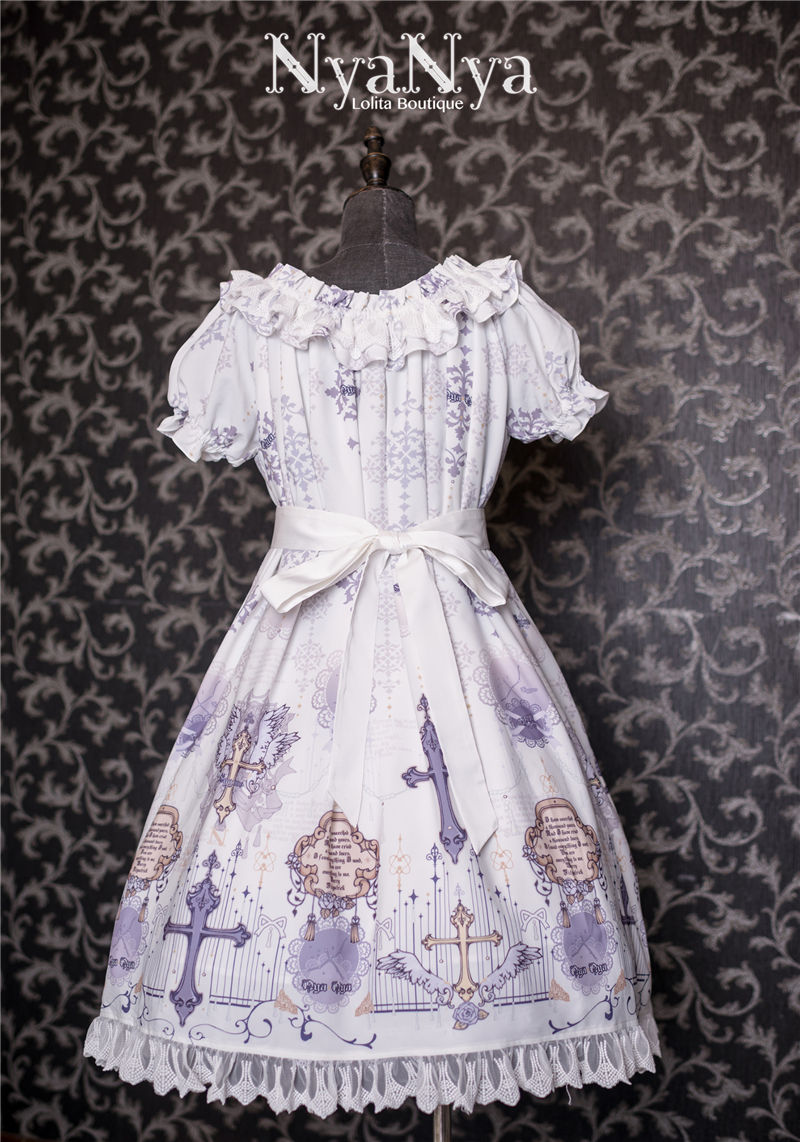 North Cross Stars Off Shoulder Bubble Sleeve Lolita OP