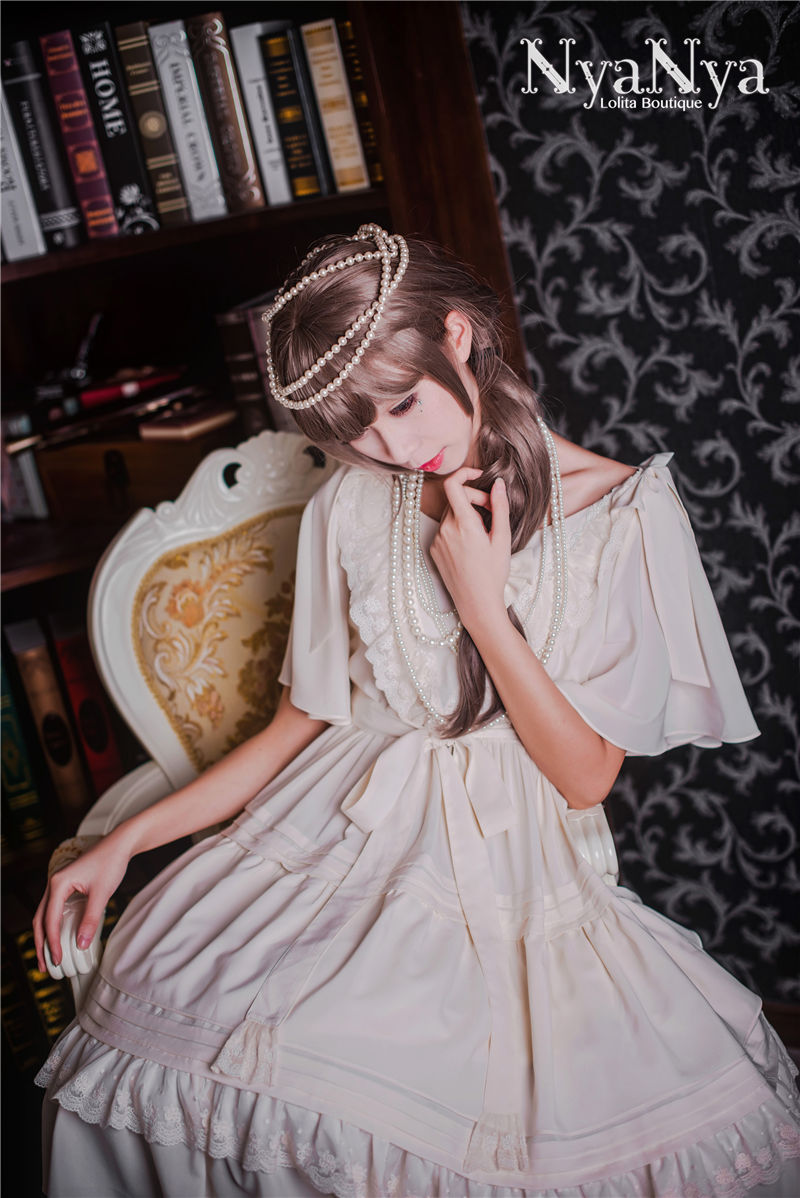 Solid Color Chiffon Dawn And Moon Four Meters Sweep Short Sleeve Lolita OP