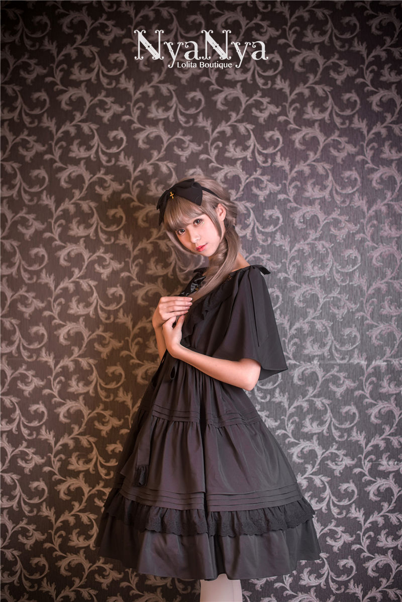 Solid Color Chiffon Dawn And Moon Four Meters Sweep Short Sleeve Lolita OP