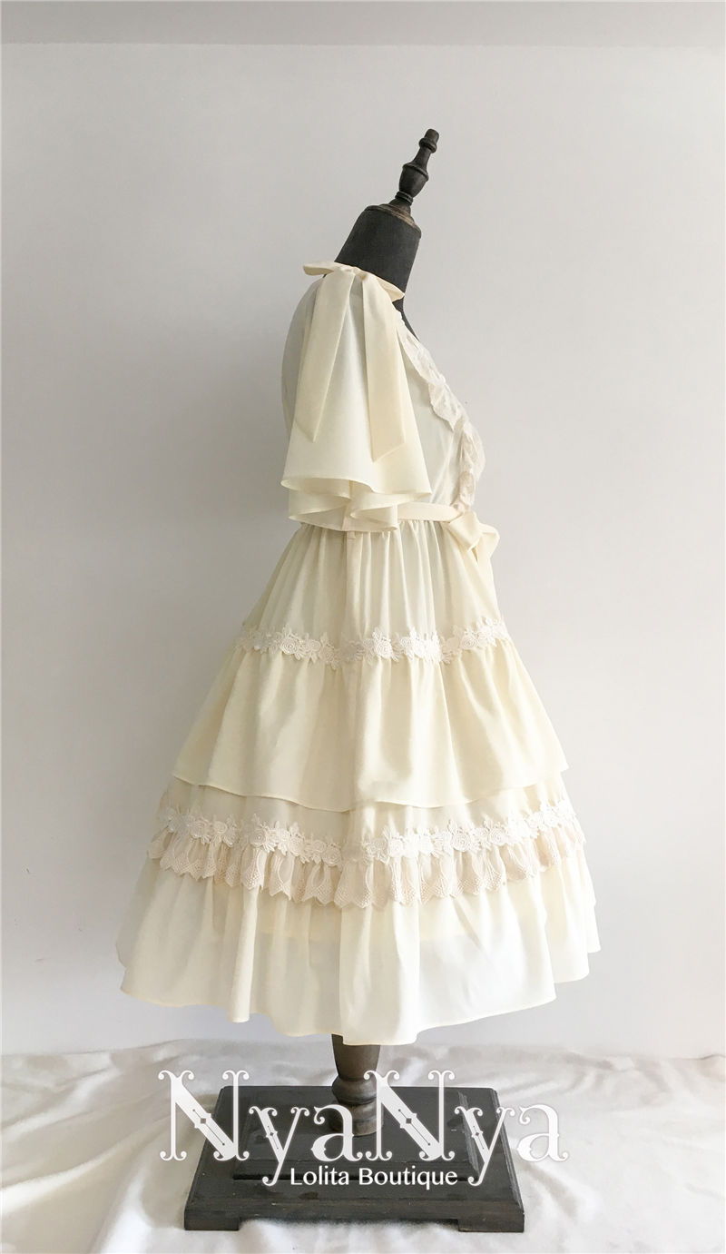 Solid Color Chiffon Dawn And Moon Four Meters Sweep Short Sleeve Lolita OP