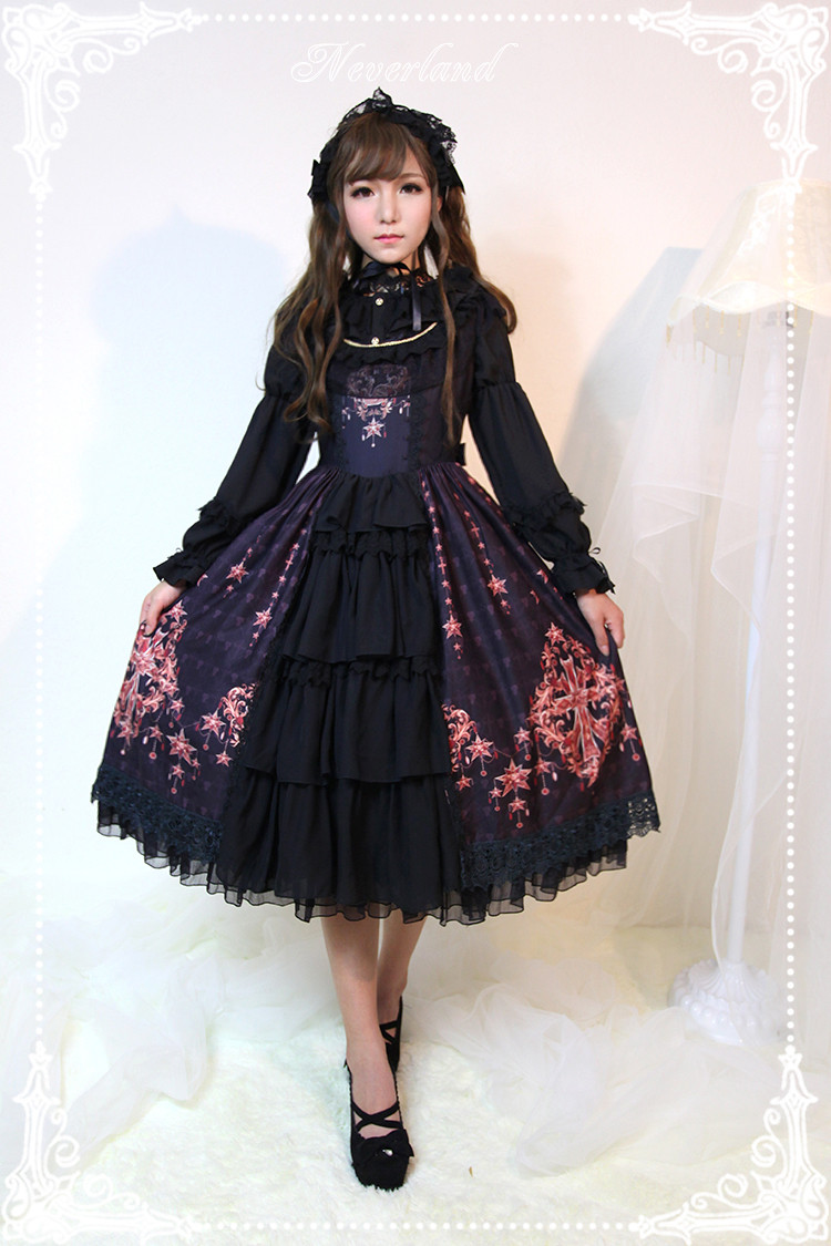 Gem Swan Elegant Lolita JSK Dress with Front Open Design