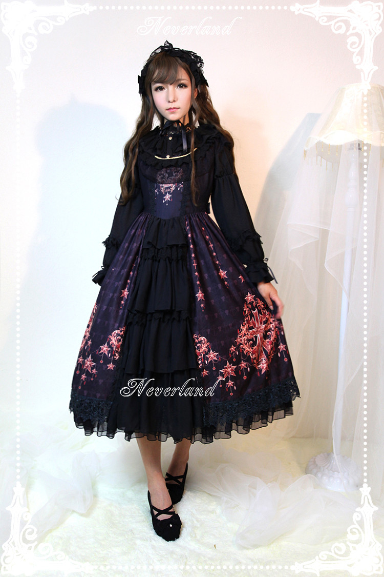 Gem Swan Elegant Lolita JSK Dress with Front Open Design