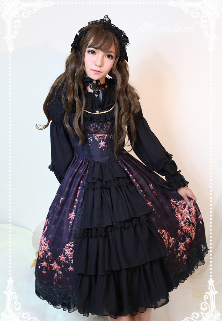 Gem Swan Elegant Lolita JSK Dress with Front Open Design