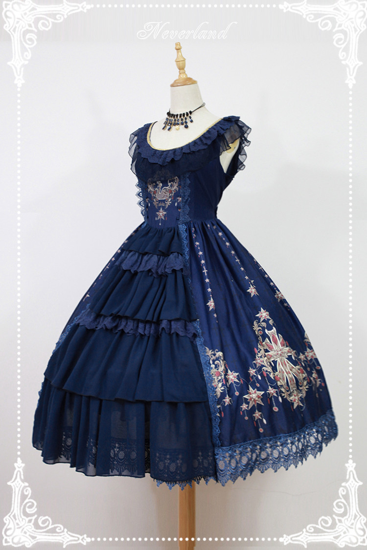 Gem Swan Elegant Lolita JSK Dress with Front Open Design