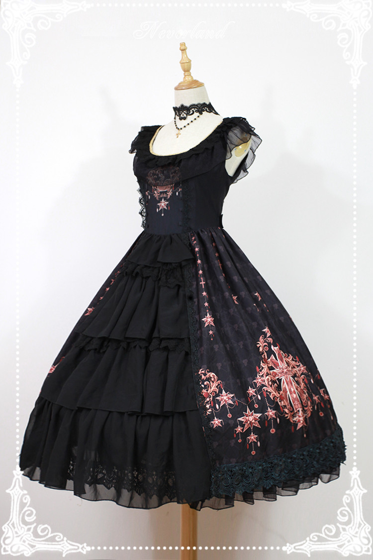 Gem Swan Elegant Lolita JSK Dress with Front Open Design