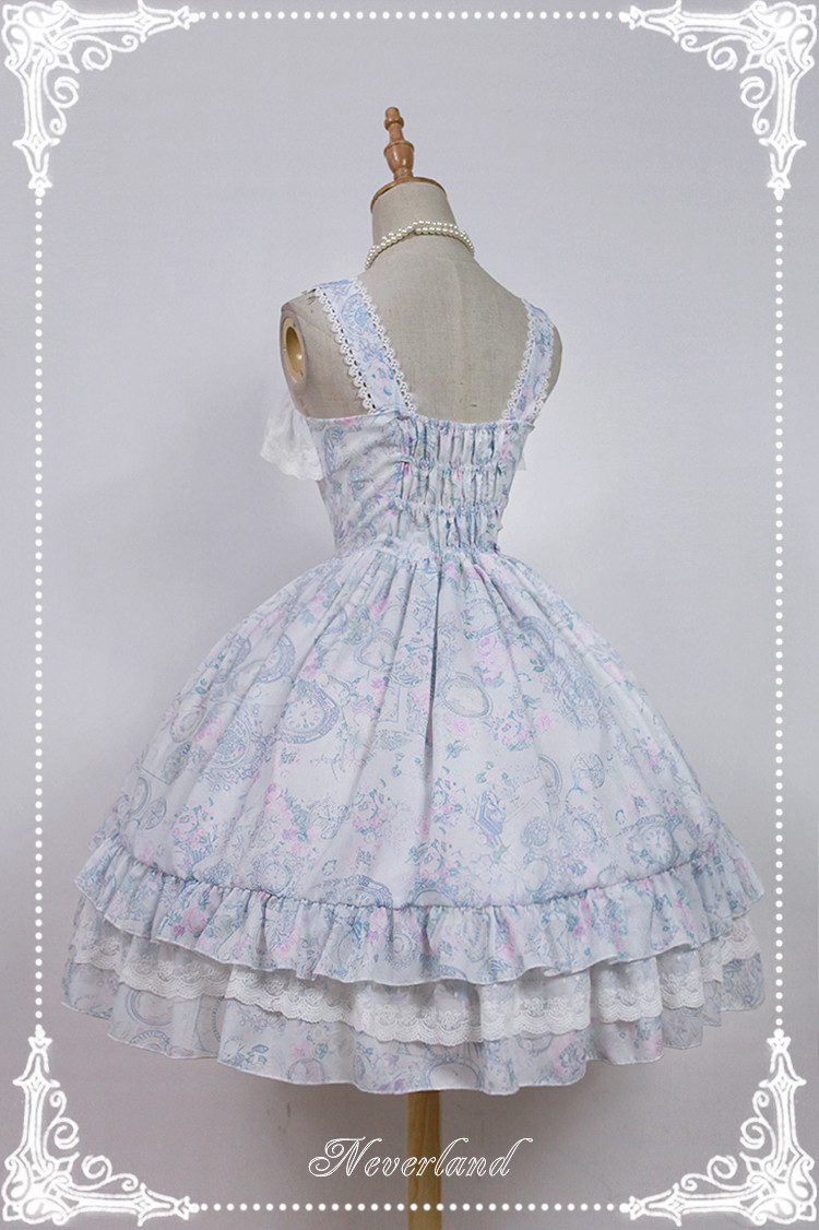 Antique Clock Chiffon Tailored Lolita Printed JSK