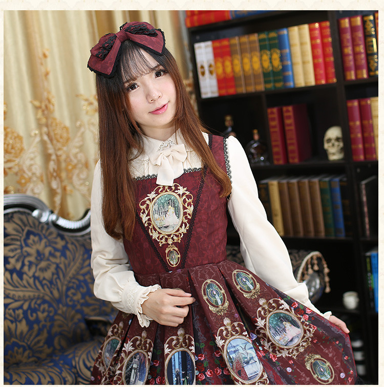 Chiffon Printing Ties Backless Bow Lolita Sling Dress