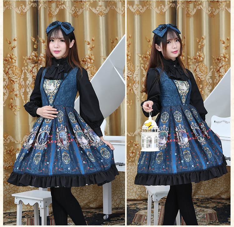 Chiffon Printing Ties Backless Bow Lolita Sling Dress