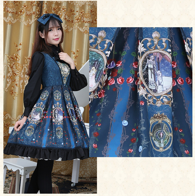 Chiffon Printing Ties Backless Bow Lolita Sling Dress