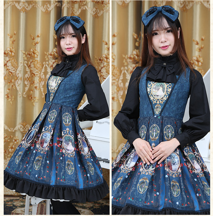 Chiffon Printing Ties Backless Bow Lolita Sling Dress