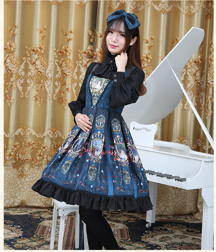 Chiffon Printing Ties Backless Bow Lolita Sling Dress