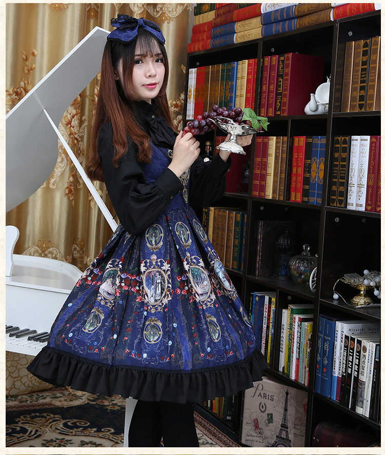 Chiffon Printing Ties Backless Bow Lolita Sling Dress