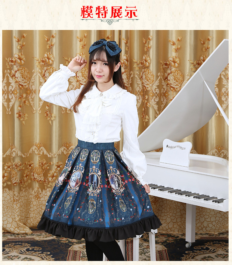 Chiffon Lace Printing Lolita Half Skirt SK