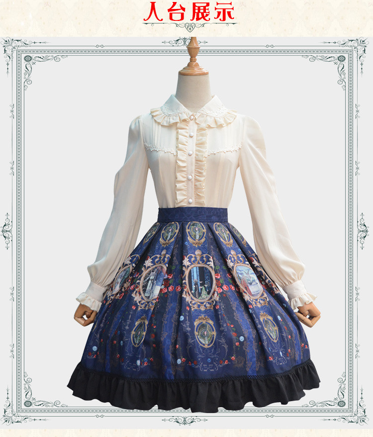 Chiffon Lace Printing Lolita Half Skirt SK