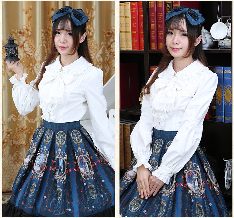 Chiffon Lace Printing Lolita Half Skirt SK