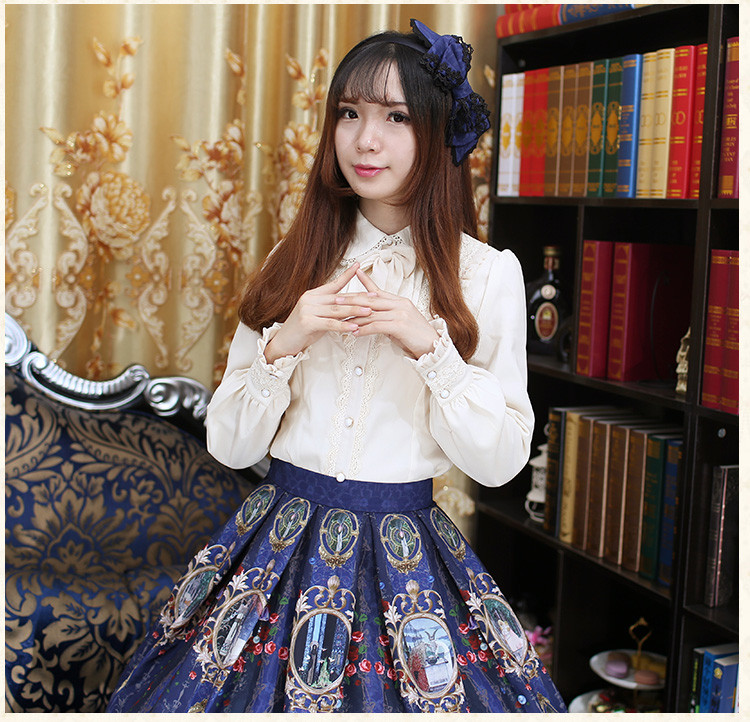 Chiffon Lace Printing Lolita Half Skirt SK