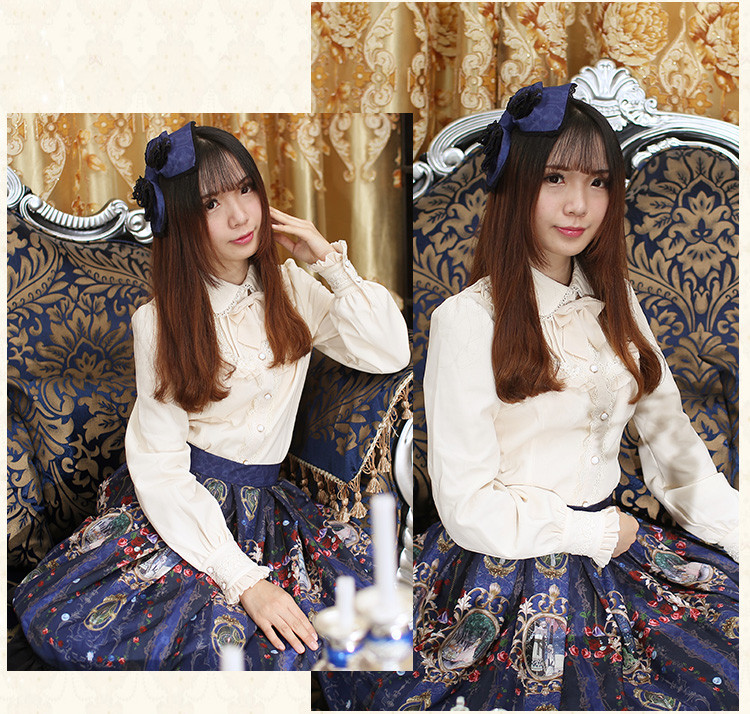 Chiffon Lace Printing Lolita Half Skirt SK