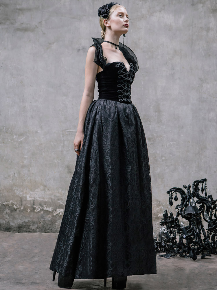 Cheap Romantic Black Gothic Halter Corset Prom Dress Sale At Lolita ...