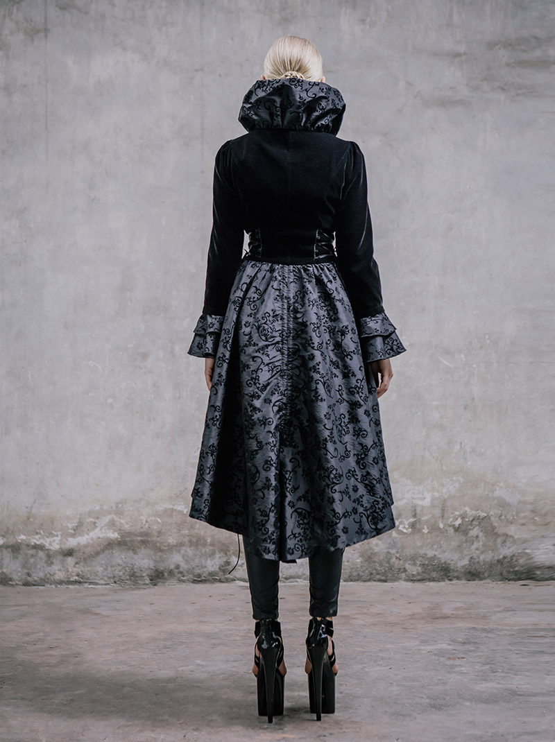 Black Punk Fashion Vintage Slim Windbreaker Dress
