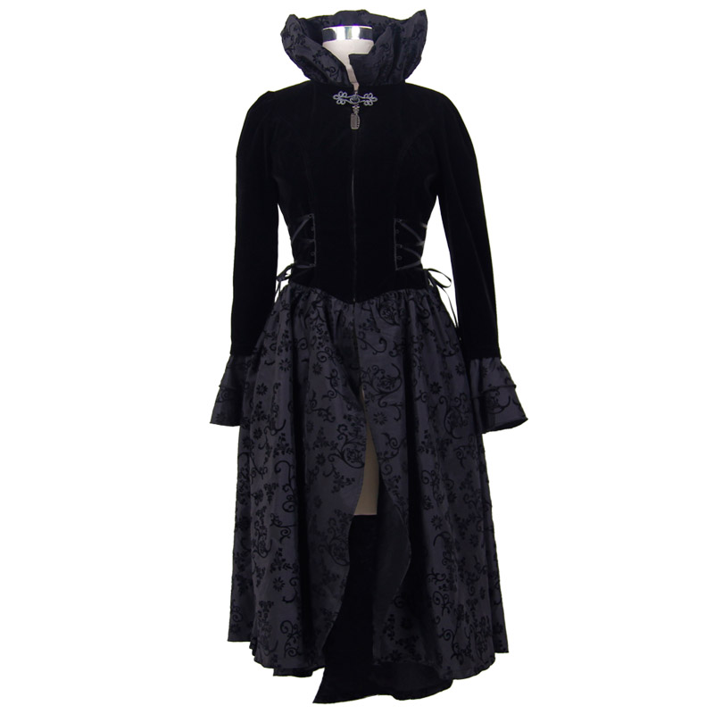 Black Punk Fashion Vintage Slim Windbreaker Dress