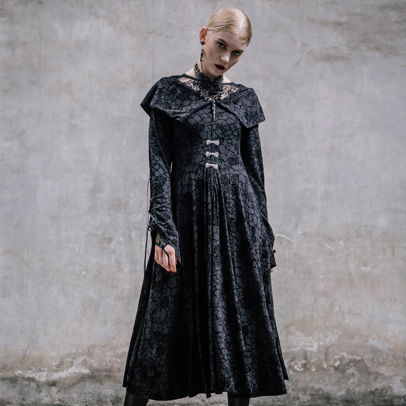 Steampunk Female Priest Slim Gothic Hooded Dress