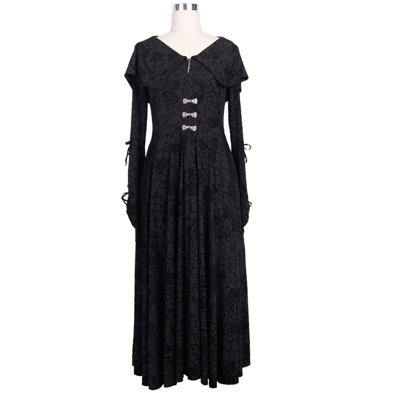 Steampunk Female Priest Slim Gothic Hooded Dress