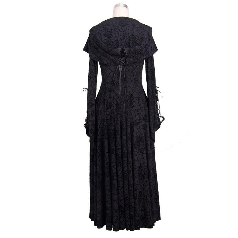 Steampunk Female Priest Slim Gothic Hooded Dress