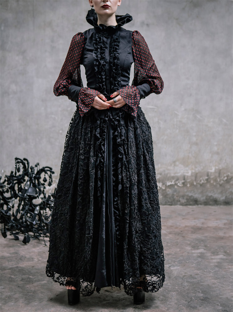 Black Lace Gothic Long Skirt