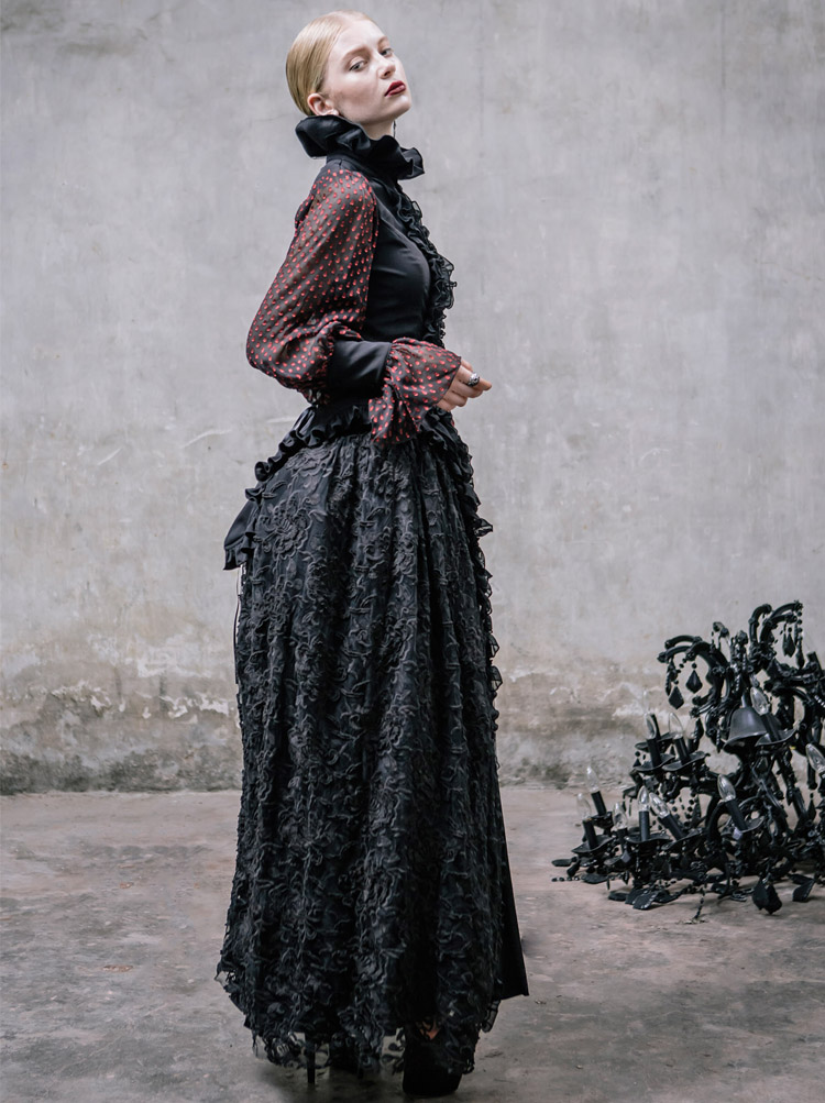 Black Lace Gothic Long Skirt
