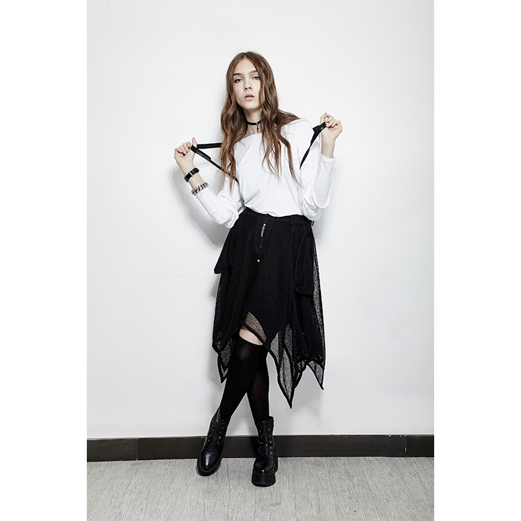 Punk Creative Hem Irregular Nets Yarn Skirt