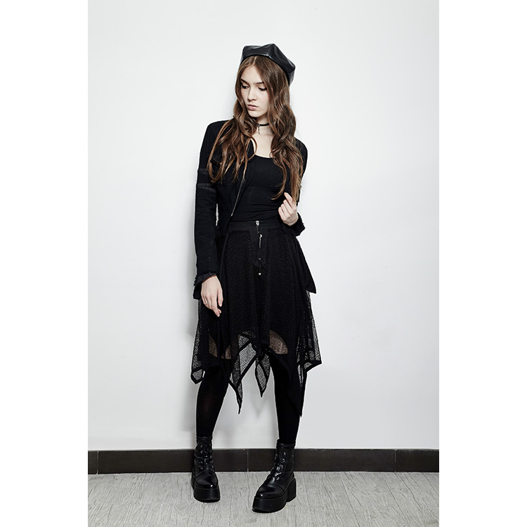 Punk Creative Hem Irregular Nets Yarn Skirt