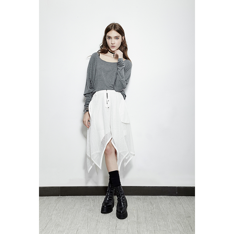 Punk Creative Hem Irregular Nets Yarn Skirt