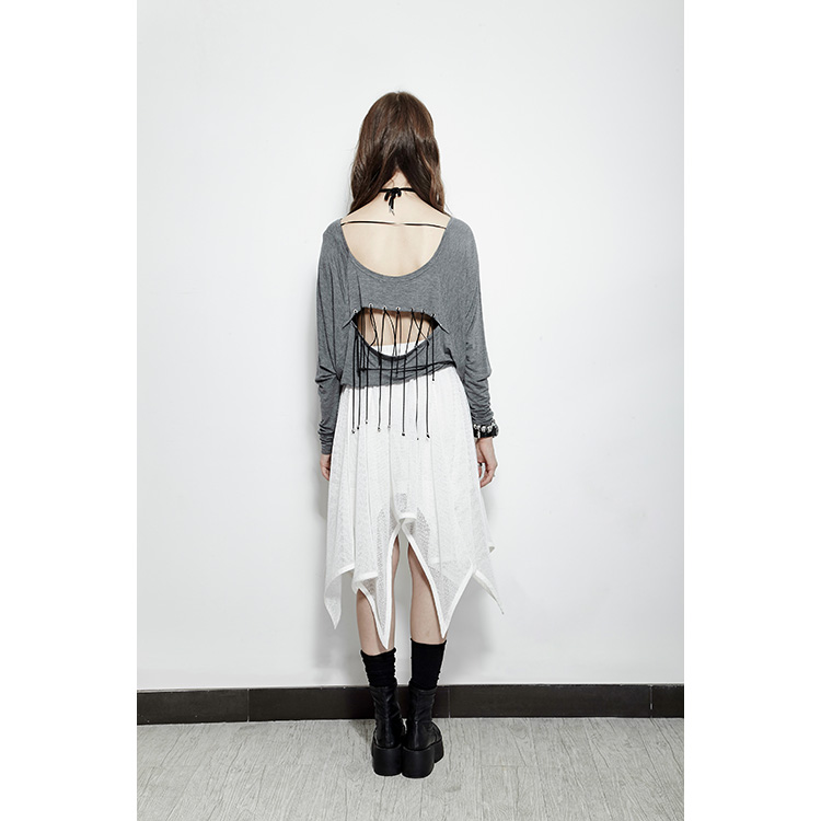 Punk Creative Hem Irregular Nets Yarn Skirt