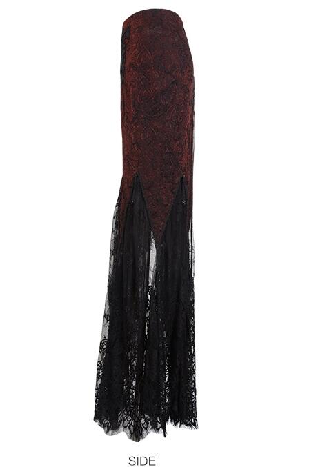 Black Wine Red Fashion Gothic Lace Fishtail Skirt