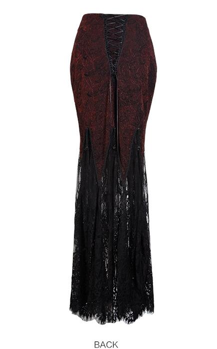 Black Wine Red Fashion Gothic Lace Fishtail Skirt