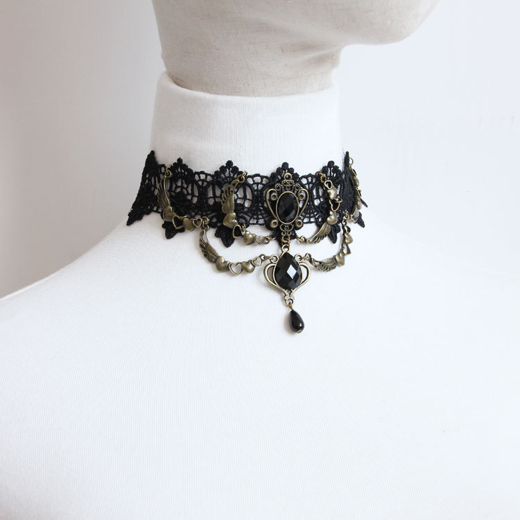 Gothic Punk Heart-shaped Lace Lolita Necklace