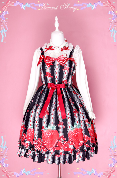 Cute Strawberry Lolita Lace Strap Dress