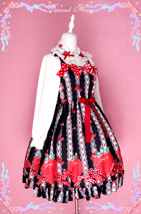 Cute Strawberry Lolita Lace Strap Dress