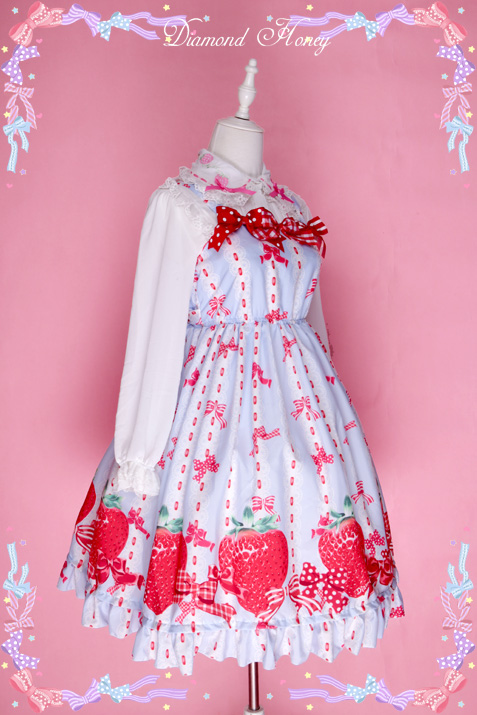 Cute Strawberry Lolita Lace Strap Dress