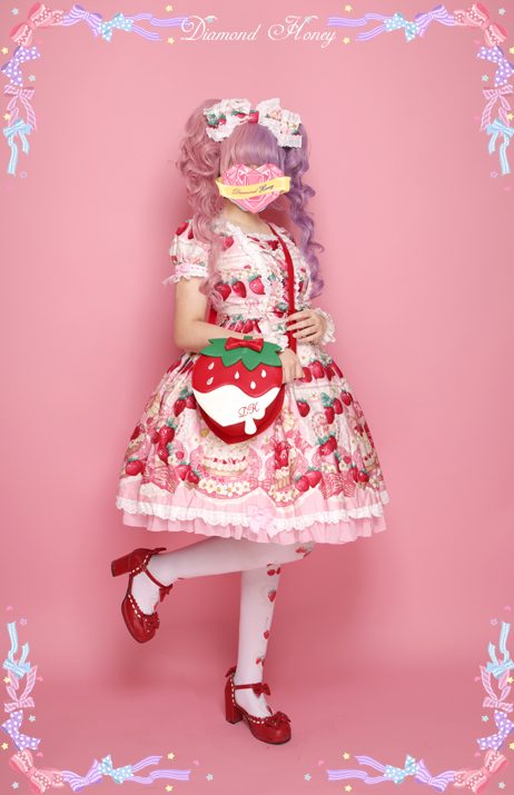 Strawberry Cream Lolita Cute Embroidered Diagonal Package