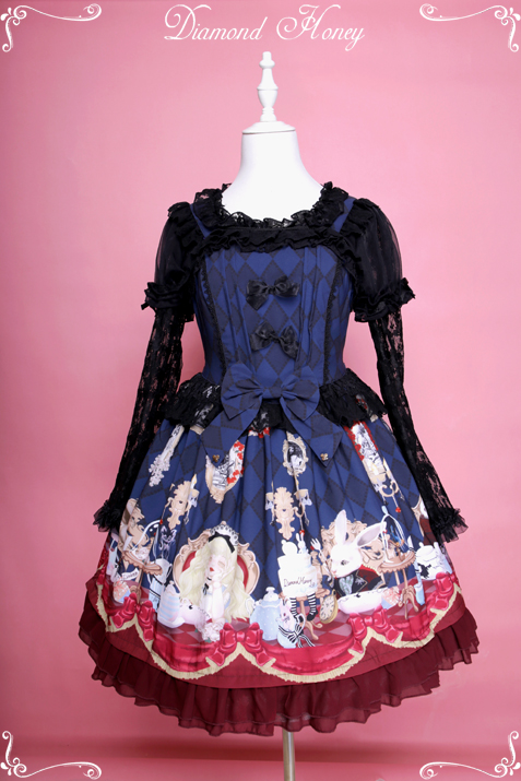 Alice Tea Party Gothic Lolita Dress Dark Fairy Alice Hat Dress JSK