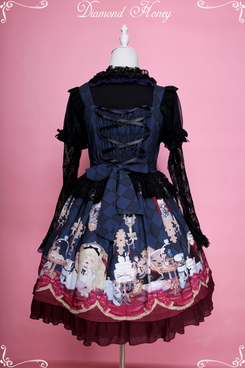 Alice Tea Party Gothic Lolita Dress Dark Fairy Alice Hat Dress JSK