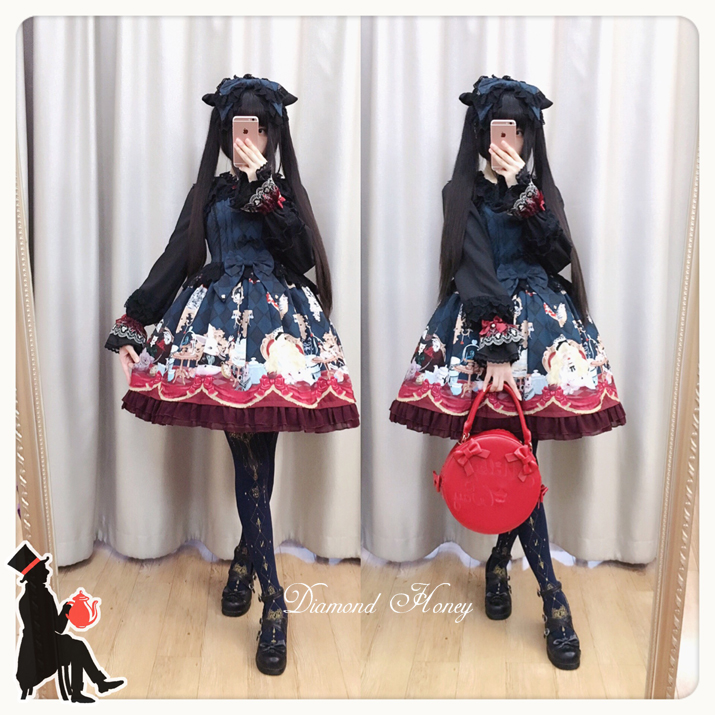 Alice Tea Party Gothic Lolita Dress Dark Fairy Alice Hat Dress JSK