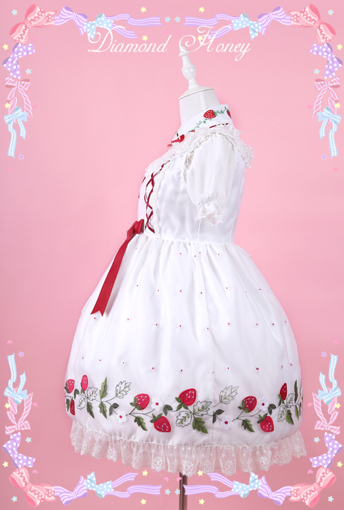 Strawberry Rattan Lolita Dress Cute Auger Strawberry Embroidery Dress